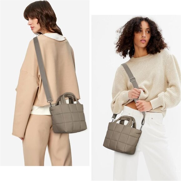 Puffer Tote Bag, Quilted Nylon Tote Purse Lightweight Puffy Shoulder Bag Soft Ho - Picture 2 of 7